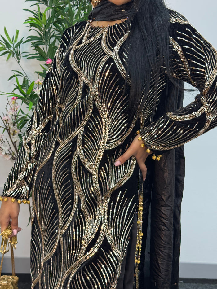 Pia - Cutdana Velvet- Black - I