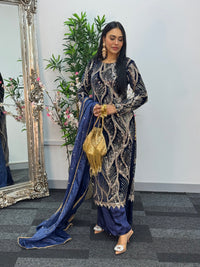 Pia - Cutdana Velvet- Navy