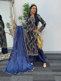 Pia - Cutdana Velvet- Navy