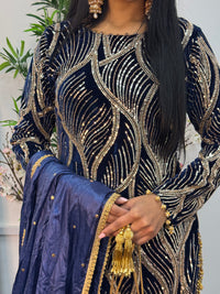 Pia - Cutdana Velvet- Navy