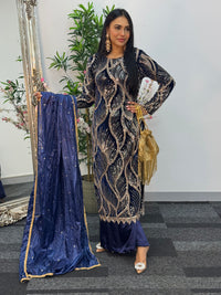 Pia - Cutdana Velvet- Navy