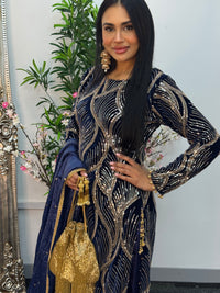 Pia - Cutdana Velvet- Navy