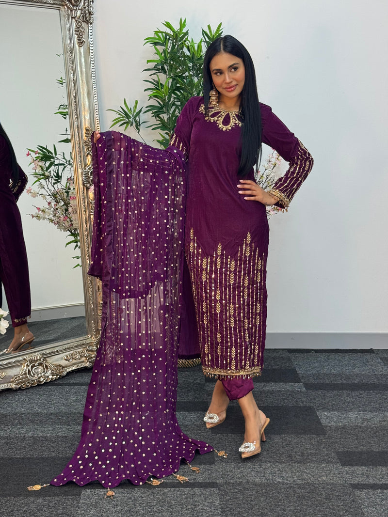 Preorder 4 weeks - “Khawab” Luxury Velvet - plum