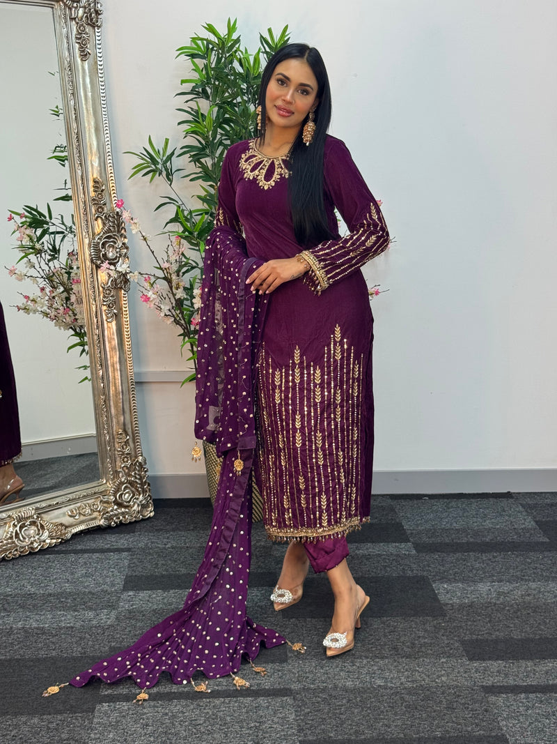 “Khawab” Luxury Velvet - plum