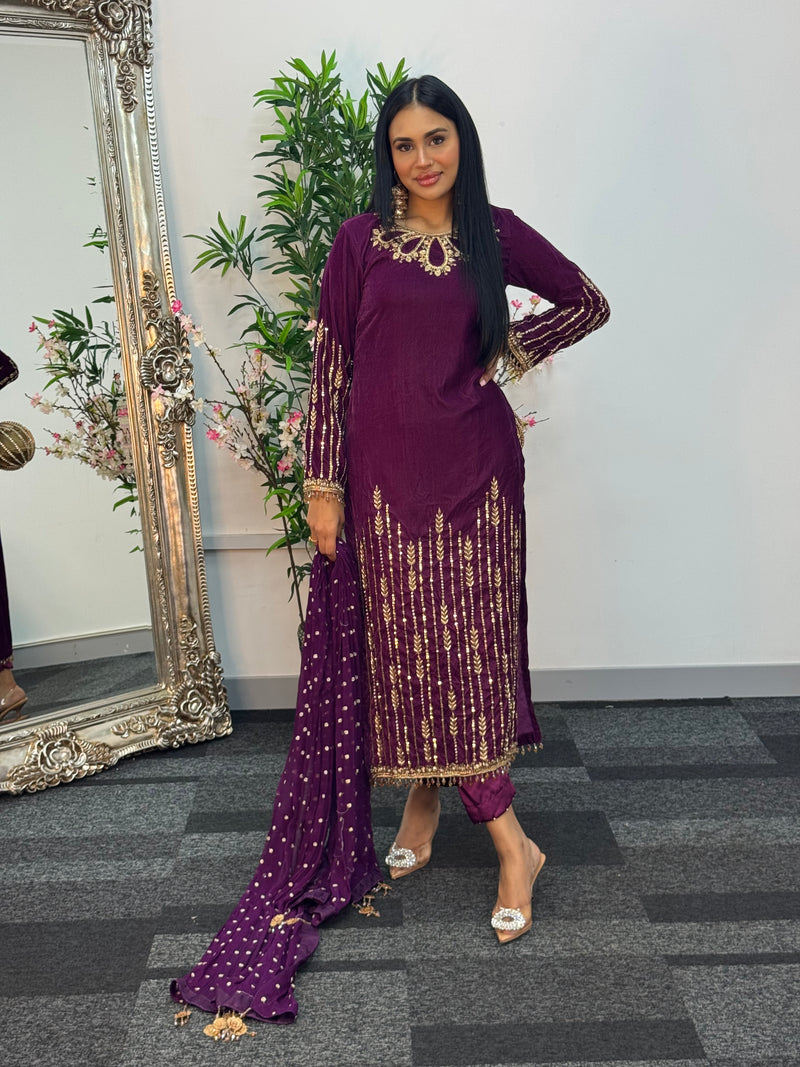 Preorder 4 weeks - “Khawab” Luxury Velvet - plum