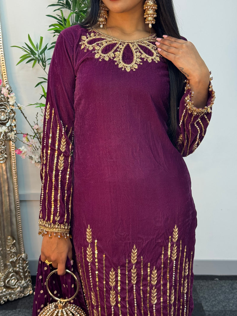 Preorder 4 weeks - “Khawab” Luxury Velvet - plum