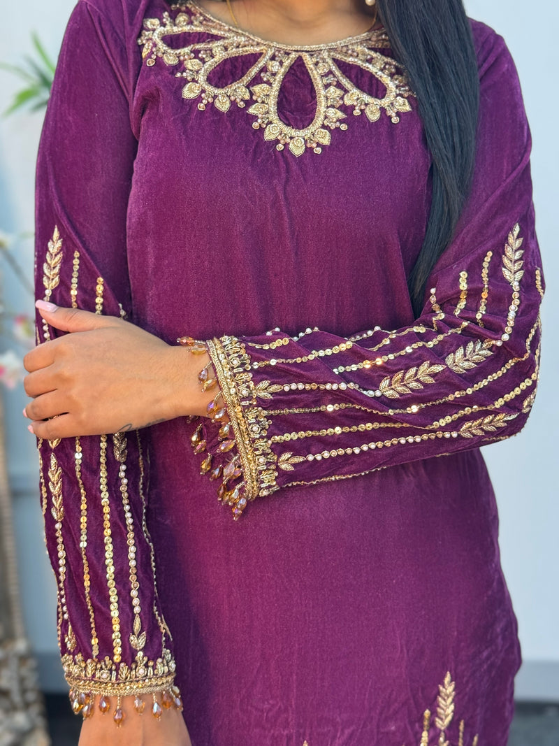 Preorder 4 weeks - “Khawab” Luxury Velvet - plum