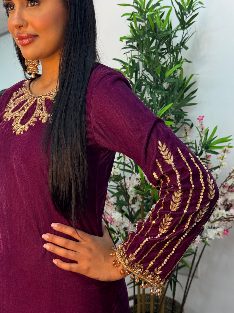 Preorder 4 weeks - “Khawab” Luxury Velvet - plum