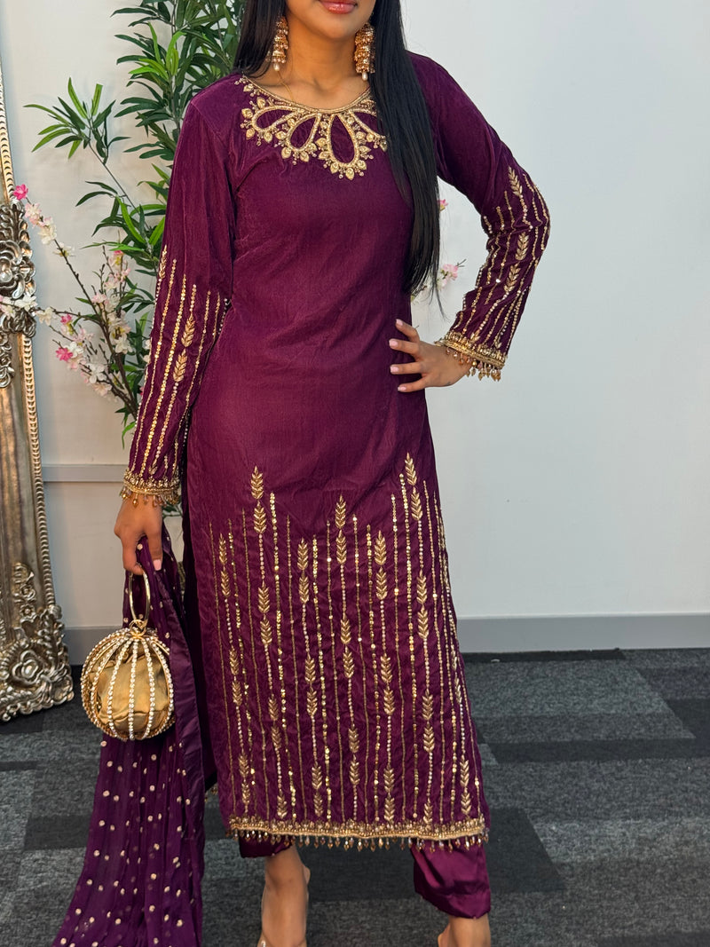 Preorder 4 weeks - “Khawab” Luxury Velvet - plum