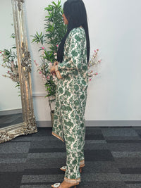 Daily Wear - 2pc Printed Linen - Green