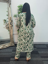 Daily Wear - 2pc Printed Linen - Green