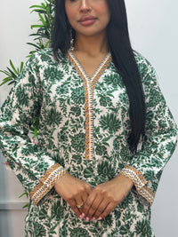 Daily Wear - 2pc Printed Linen - Green