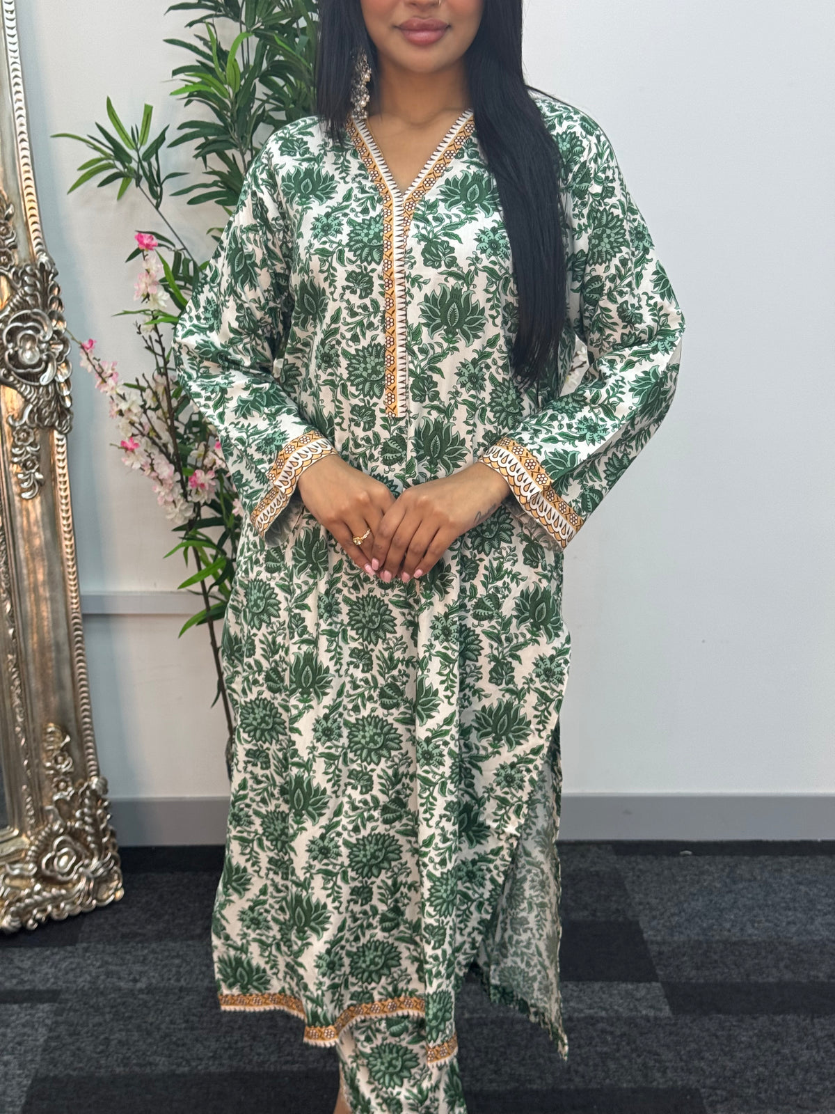 Daily Wear - 2pc Printed Linen - Green