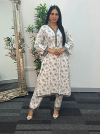 Daily Wear - 2pc Printed Linen - White