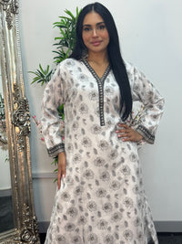 Daily Wear - 2pc Printed Linen - White