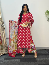 Maria B MPrints Lawn - Polka Dots - Red