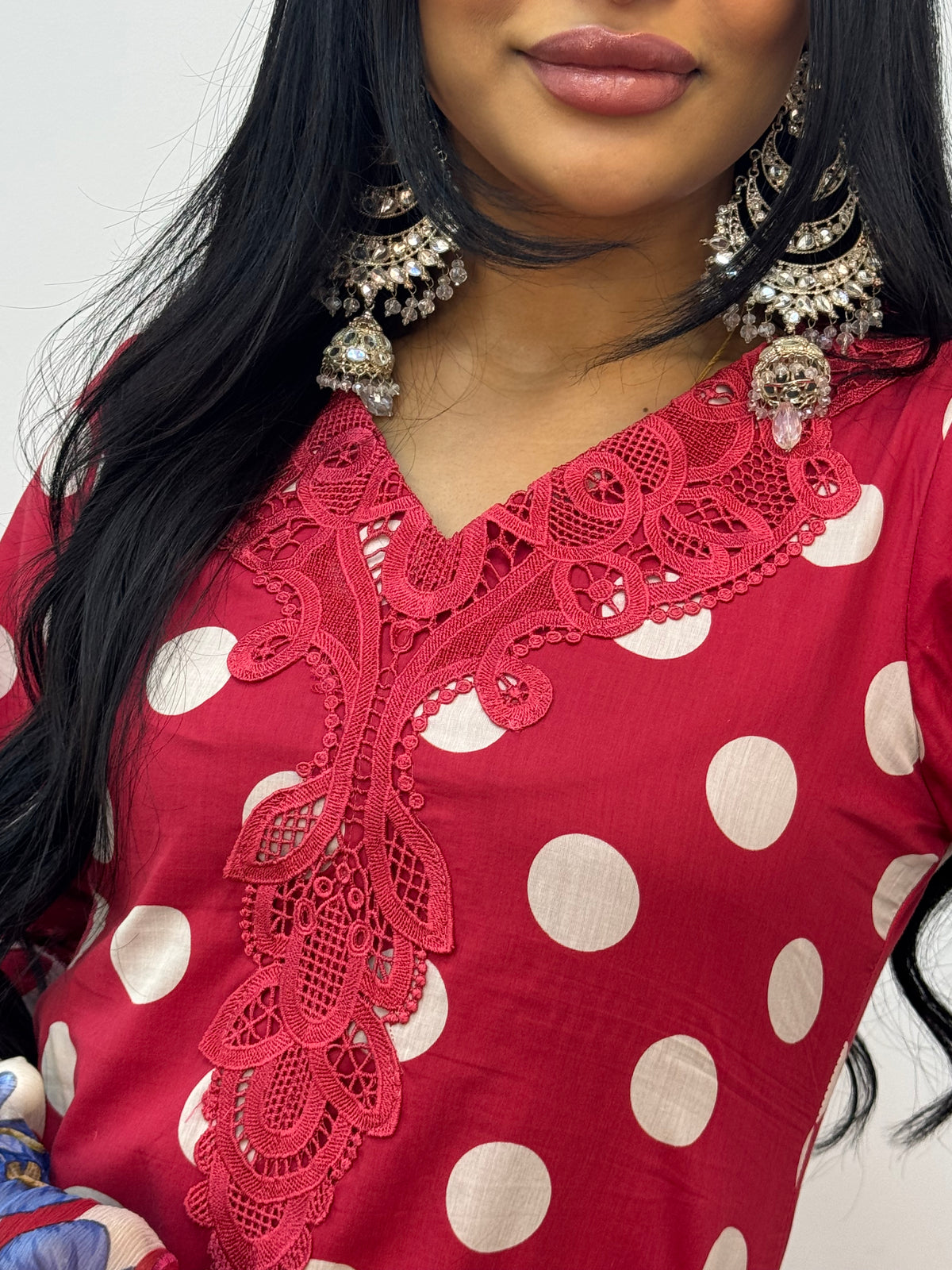 Maria B MPrints Lawn - Polka Dots - Red