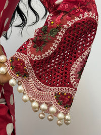 Maria B MPrints Lawn - Polka Dots - Red