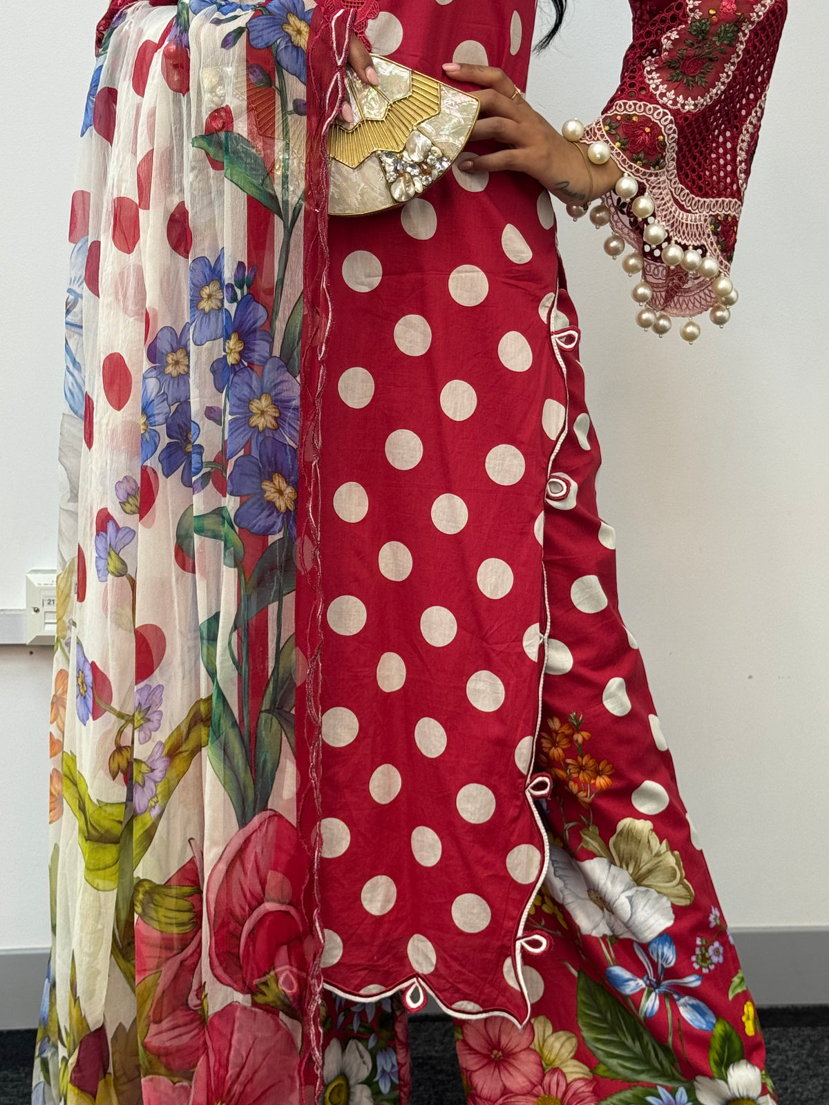 Maria B MPrints Lawn - Polka Dots - Red