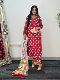Maria B MPrints Lawn - Polka Dots - Red