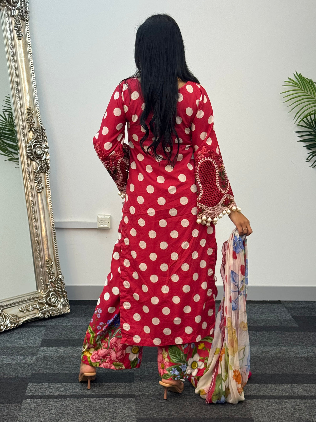 Maria B MPrints Lawn - Polka Dots - Red