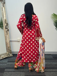 Maria B MPrints Lawn - Polka Dots - Red