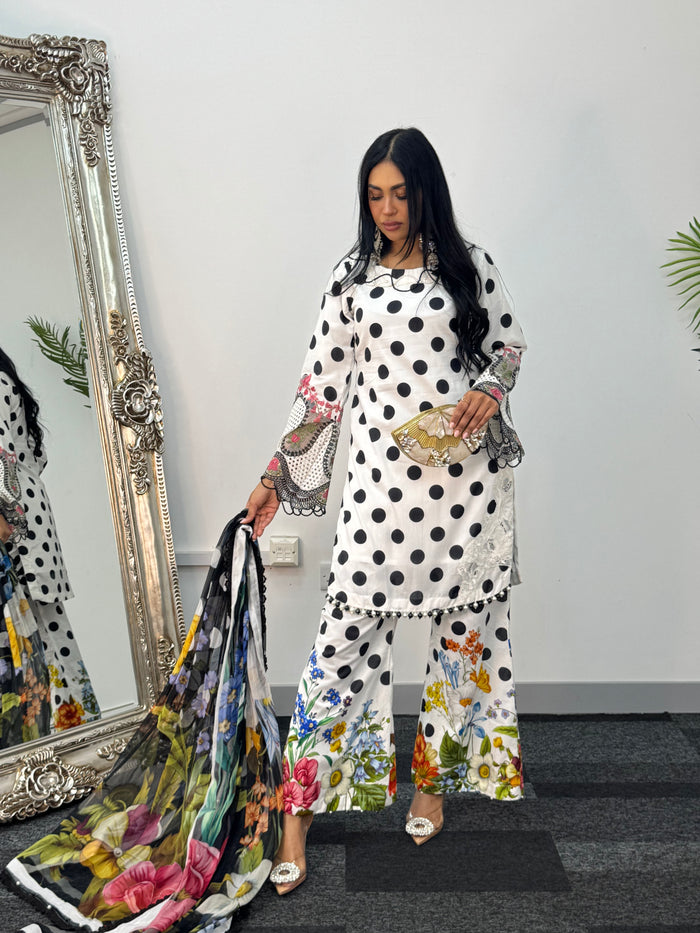 Maria B MPrints Lawn - Polka Dots - Black