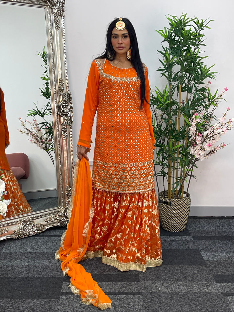Geet Garara Set - Orange