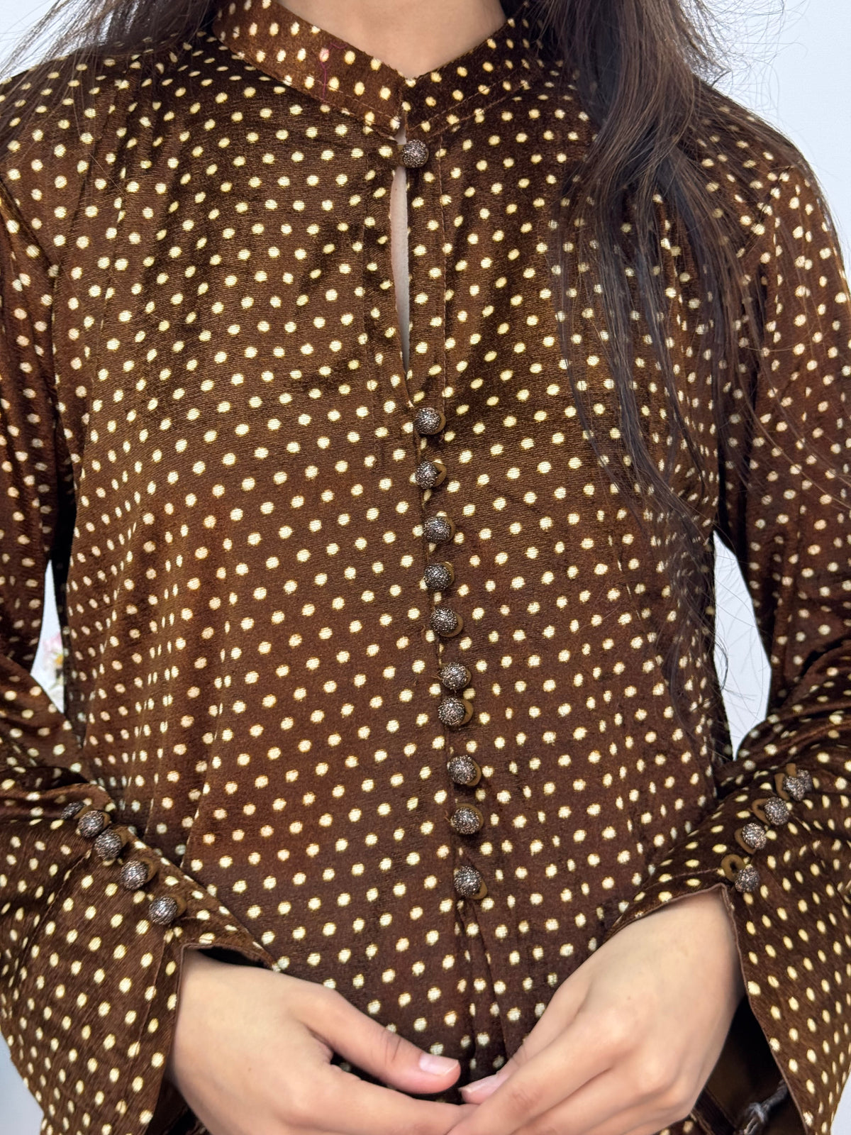 Polka Dots - Shaneel Velvet - Brown