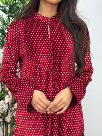 Polka Dots - Shaneel Velvet - Red
