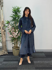 Polka Dots - Shaneel Velvet - Navy