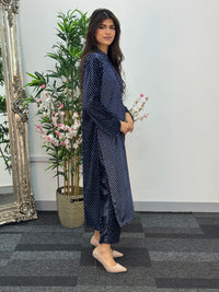 Polka Dots - Shaneel Velvet - Navy