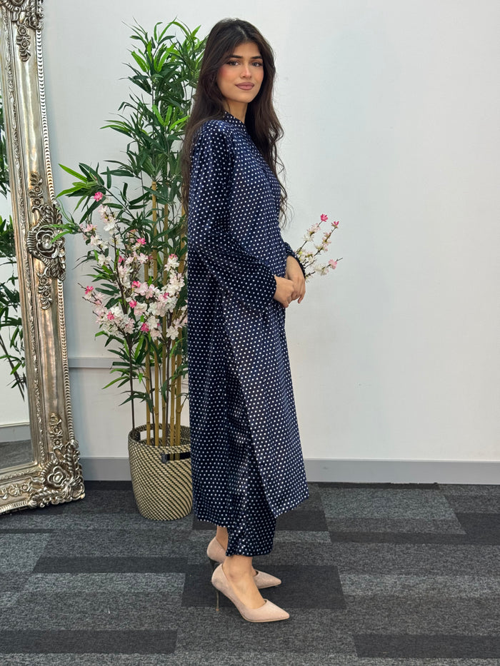 Polka Dots - Shaneel Velvet - Navy