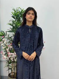 Polka Dots - Shaneel Velvet - Navy