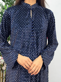 Polka Dots - Shaneel Velvet - Navy