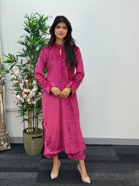 Polka Dots - Shaneel Velvet - Hot Pink