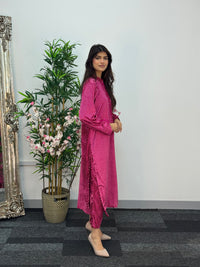 Polka Dots - Shaneel Velvet - Hot Pink