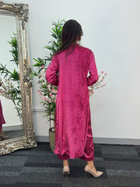 Polka Dots - Shaneel Velvet - Hot Pink