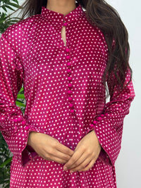 Polka Dots - Shaneel Velvet - Hot Pink