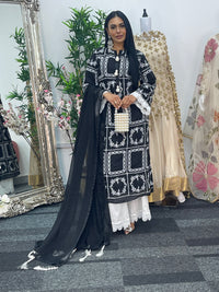casual women's outfit Paper Lawn | Chikankaari - Black