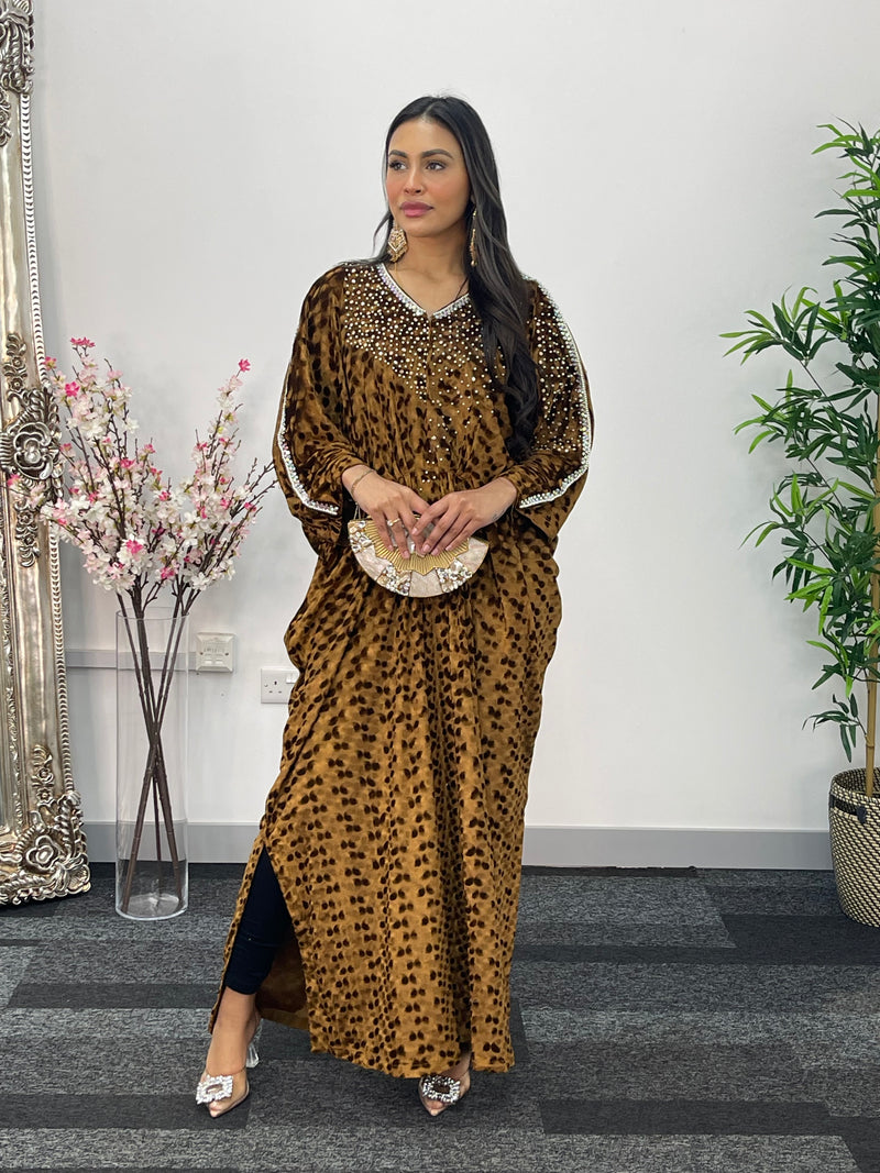 Coco - Coffee Brown Kaftaan - Diamond Kaftan - Velvet