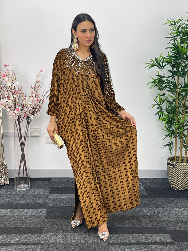 Coco - Coffee Brown Kaftaan - Diamond Kaftan - Velvet