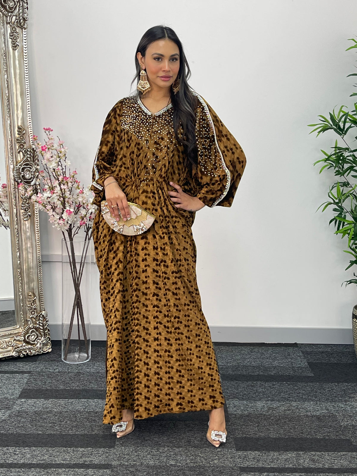 Coco - Coffee Brown Kaftaan - Diamond Kaftan - Velvet