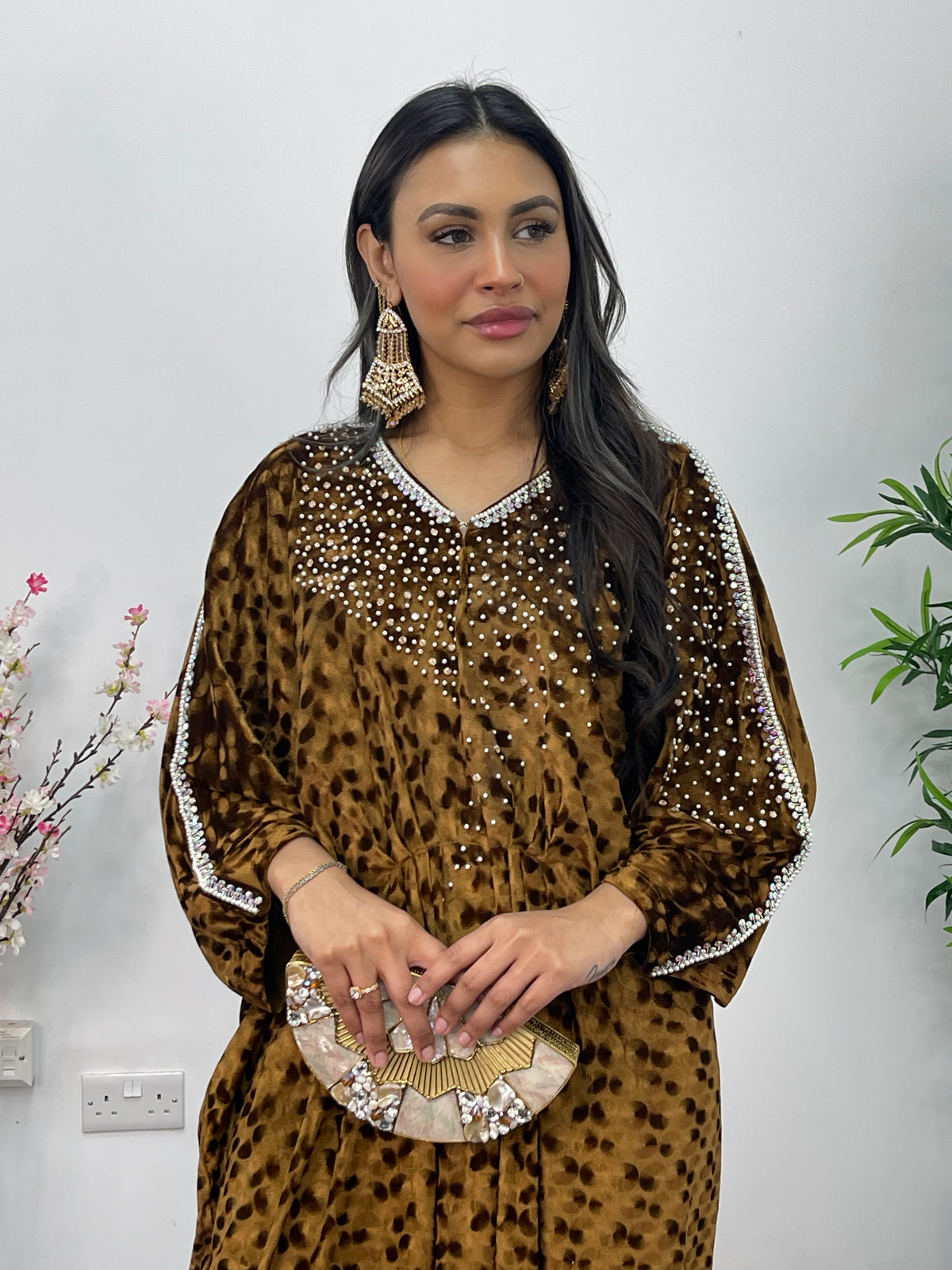 Coco - Coffee Brown Kaftaan - Diamond Kaftan - Velvet