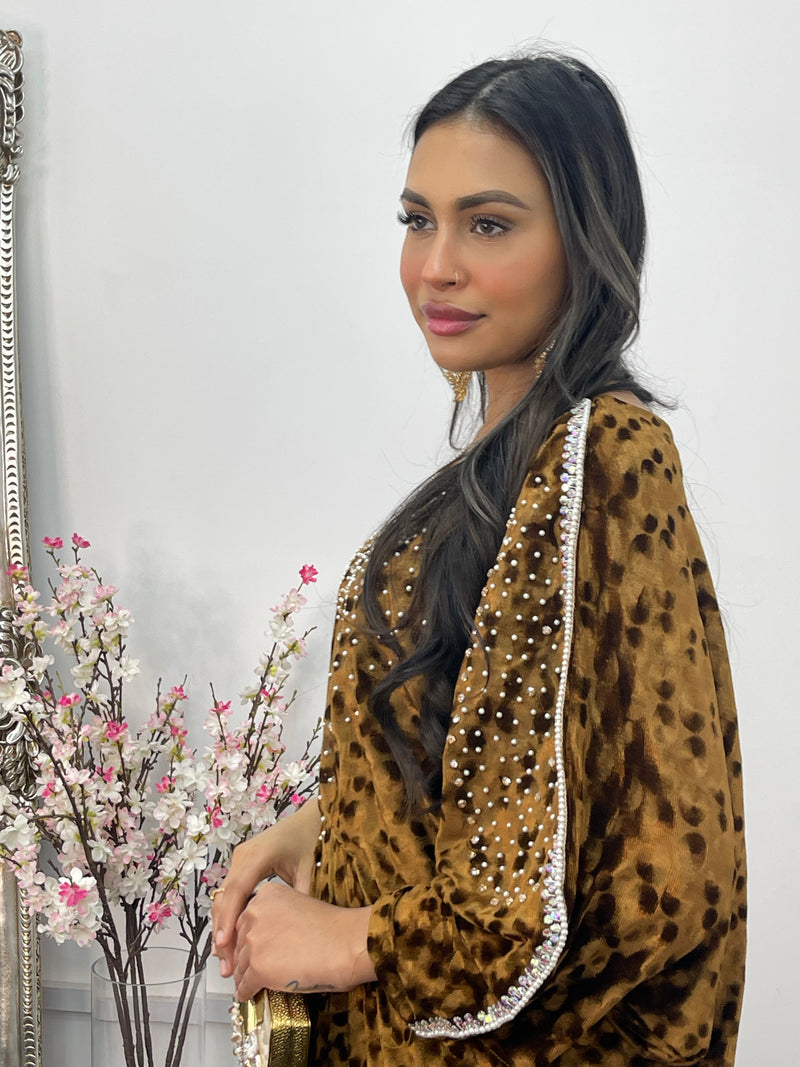 Coco - Coffee Brown Kaftaan - Diamond Kaftan - Velvet