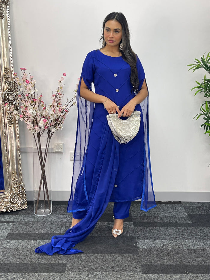 Floor Length Sleeves - Blue - T