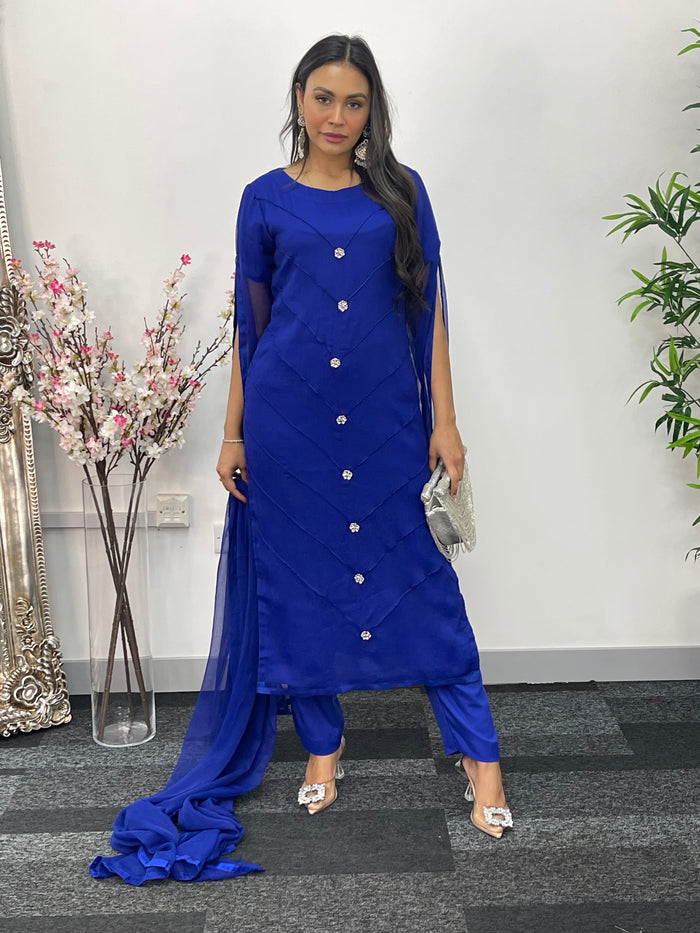 Floor Length Sleeves - Blue - T