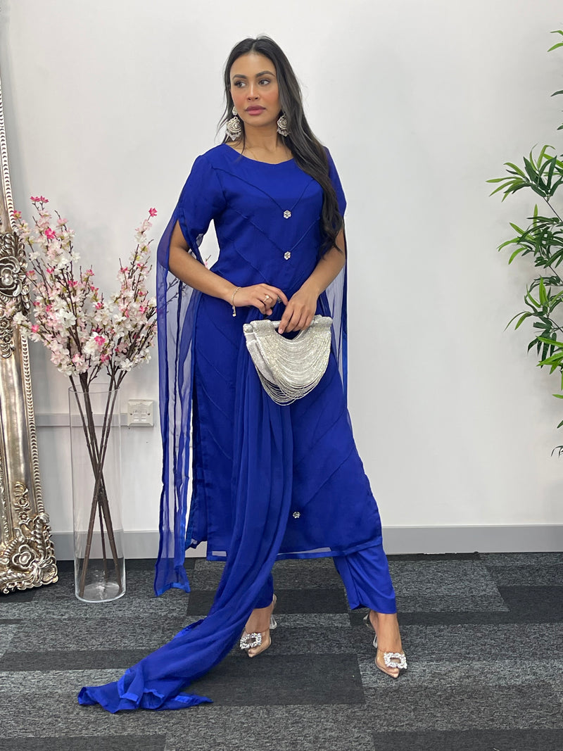 Floor Length Sleeves - Blue - T