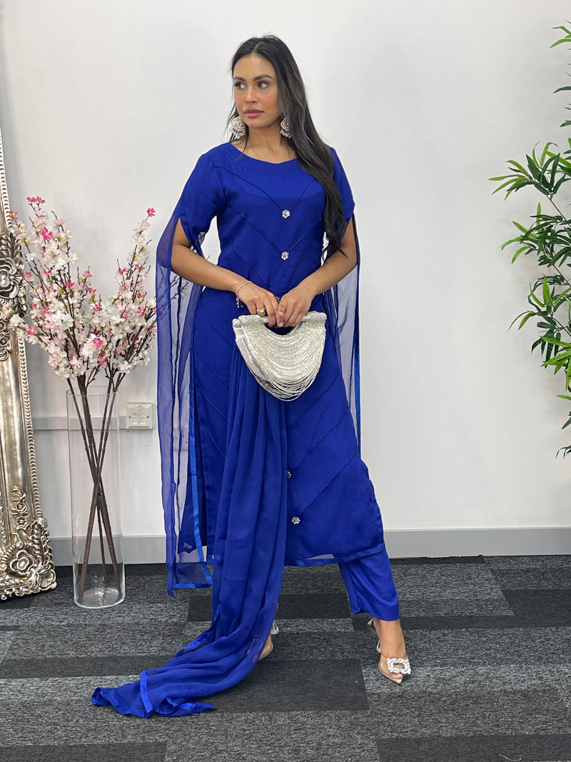 Floor Length Sleeves - Blue - T