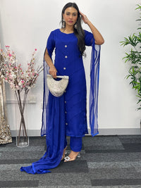 Floor Length Sleeves - Blue - T